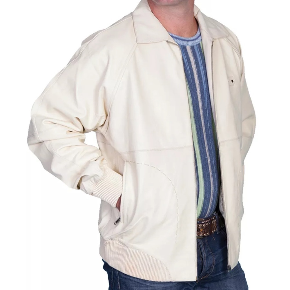 Scully Leather Mens Bomber Lamb Jacket Zip Front Cream size 3XL